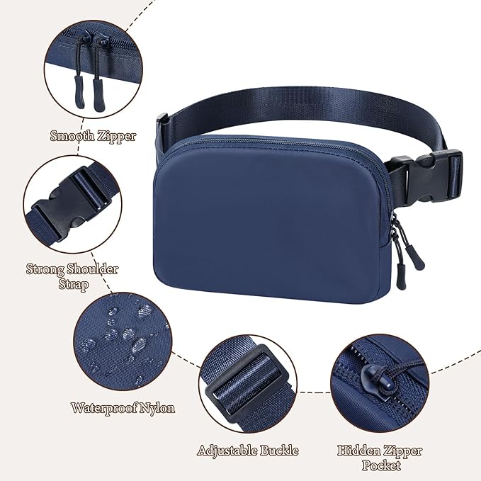 MoKo Fanny Packs for Women Men, Fashion Running Waist Packs, Crossbody Mini Bag Fanny Pack Belt Bag with Adjustable Strap for Running Outdoors Workout Travel Hiking Cycling-StrideForce Fitness