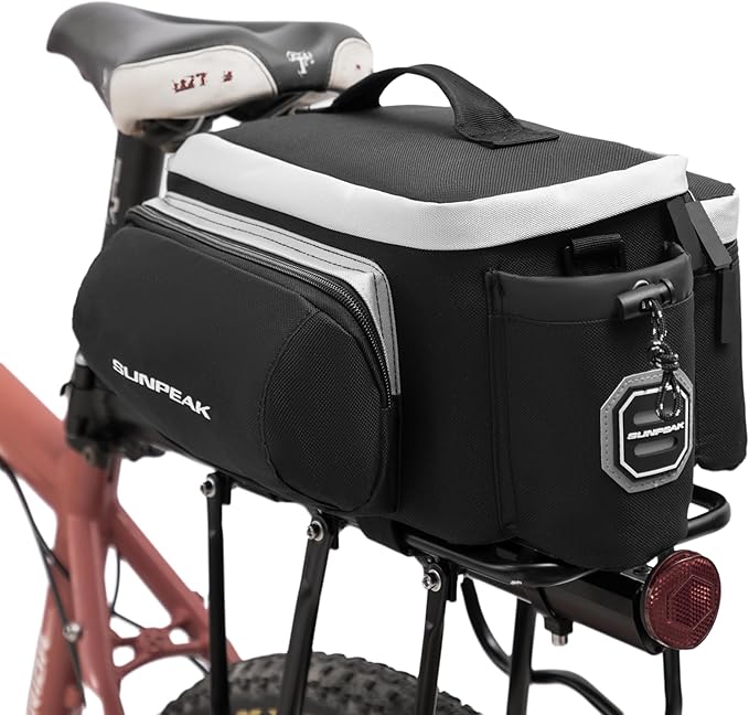 Bike Rear Rack Bag Waterproof Ebike Mountain Bicycle Saddle Bag 12L Cycling Pannier Trunk with Reflector & Shoulder Strap for Commuter Travel Outdoor-StrideForce Fitness