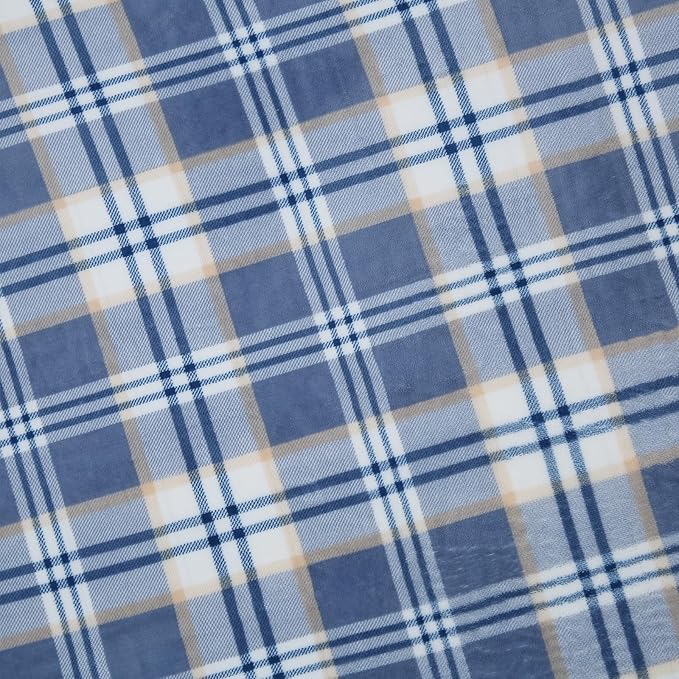 PU MEI Sherpa Blanket Twin Plaid Thick Bed Blanket, 60”*80” Super Soft Flannel Fuzzy Fleece Reversible Velvet Plush Warm Blanket for Couch (Blue White Check)-StrideForce Fitness