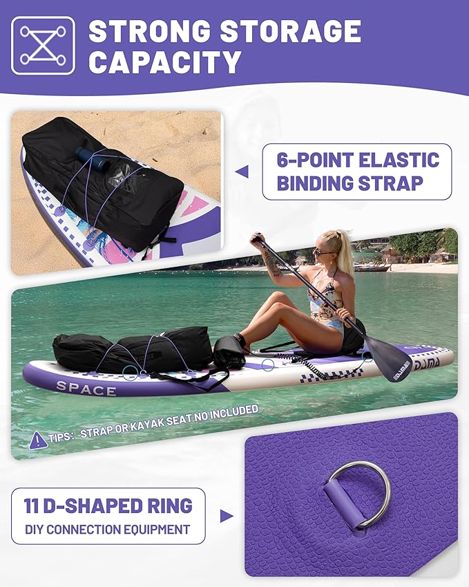 DAMA 11'*34"*6" Inflatable Paddle Board, Paddle Boards for Adults,Sup,Lightweight and Durable, Easy to Inflate, Versatile in Style, Fully Functional, Equipped w/High Grade Accessories.-StrideForce Fitness