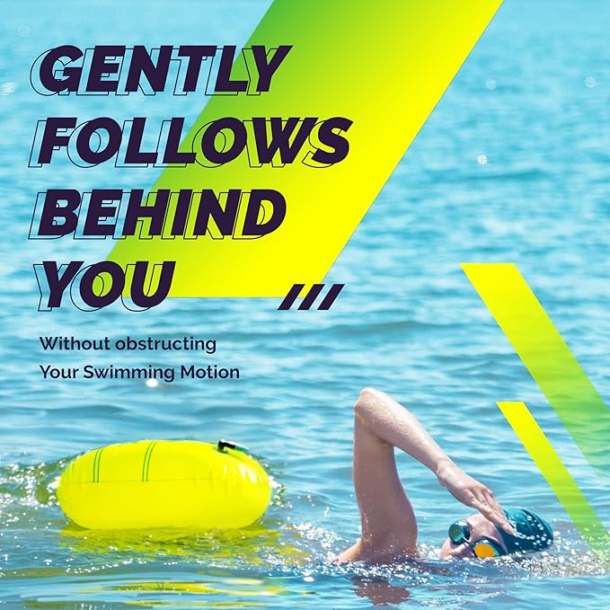 Sunlite Sports Swim Buoy Premium Quality, Highly Visible Waterproof Safety Marine Float Training for Open Water Swimming, for Swimmers, Triatheletes, Kayakers, Snorkelers, Throwable Flotation Device for Adults-StrideForce Fitness