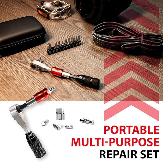 EMERK Bike Repair Tool Kit – Bicycle Multi-Tool Kit with Mini Pump, Ratchet Reversible Tool &10 Tool Bits, Tire Levers, and Portable Bag for Camping and Travel-StrideForce Fitness