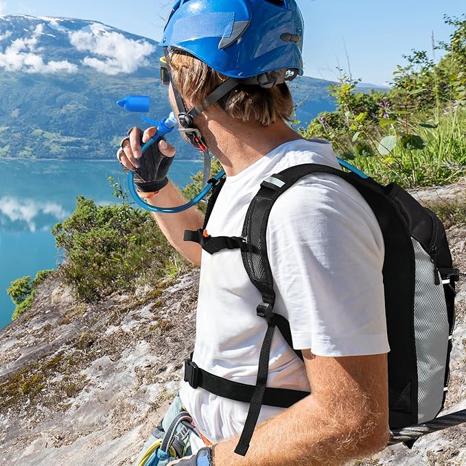 Nepest Hydration Backpack with 2L Water Bladder for Cycling, Water Backpack for Hiking Running, Lightweight Hydration Pack, Grey-StrideForce Fitness