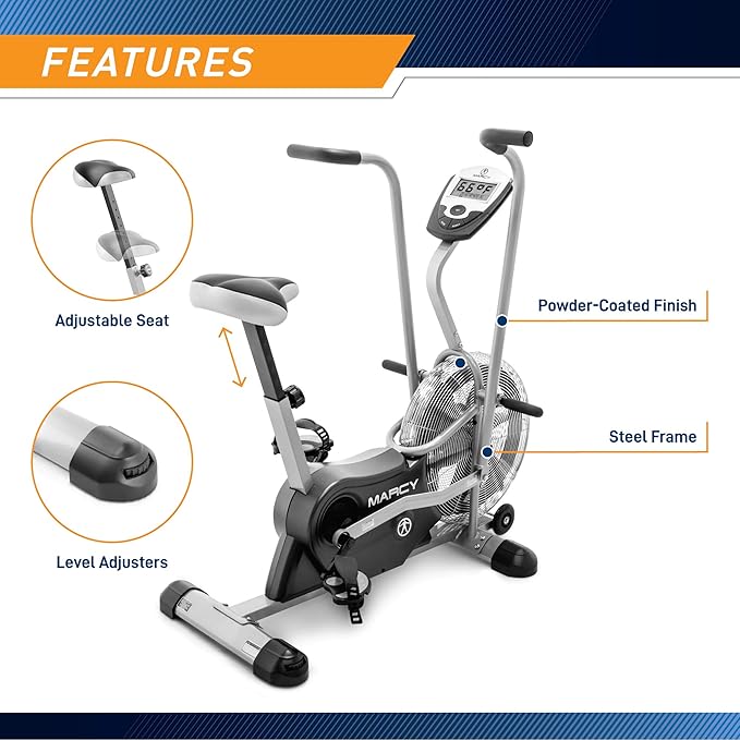 Marcy Air-Resistance Exercise Fan Bike With Dual Acction Handlebars-StrideForce Fitness