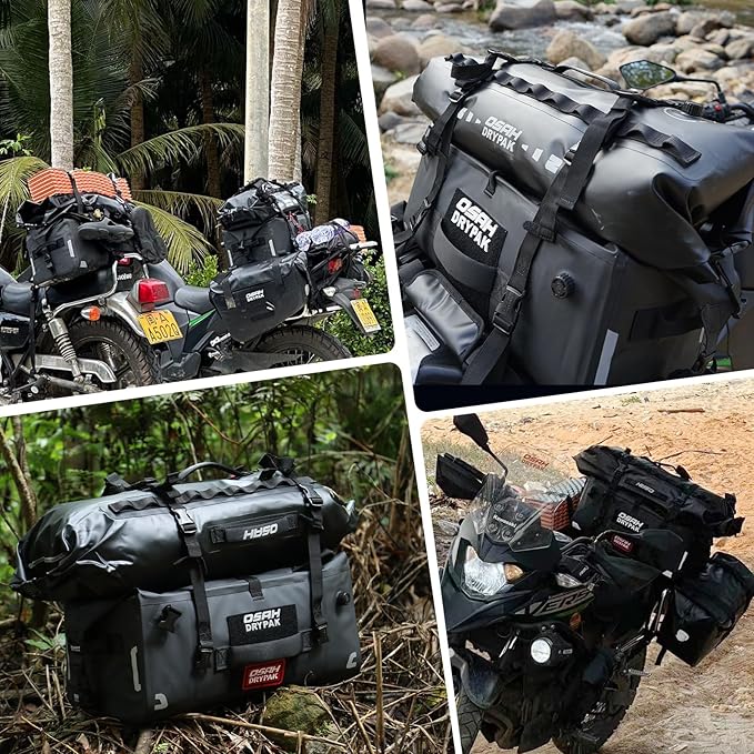 Waterproof Duffel& Luggage Bag - Motorcycle Dry Bag Tail Saddle Bags with Roll Top Closure,Large Storage Space,for Camping, Kayaking, Fishing & Traveling(Grey, 20L)-StrideForce Fitness