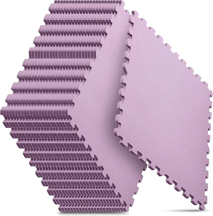 Home Gym Mat, Puzzle Exercise Mat, EVA Interlocking Foam Floor Tiles for Home Workout Equipment and Kids' Play Areas - Blue, 24 in x 24 in x ½ in - (Pink, 24 Pack(96 SQ FT))-StrideForce Fitness