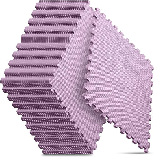 Home Gym Mat, Puzzle Exercise Mat, EVA Interlocking Foam Floor Tiles for Home Workout Equipment and Kids' Play Areas - Blue, 24 in x 24 in x ½ in - (Pink, 24 Pack(96 SQ FT))-StrideForce Fitness