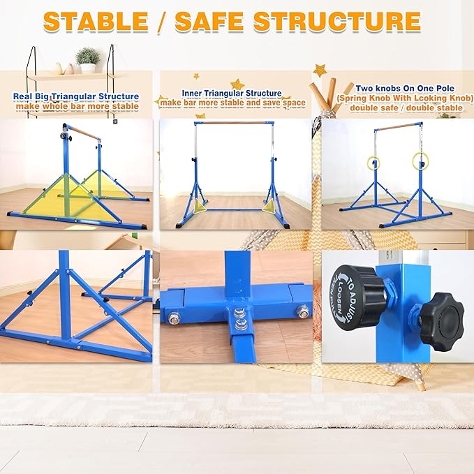 4FT/5FT Gymnastic Bar Set Gymnastics Horizontal Bar Gymnastics Kip Bar for Kids Home Use-StrideForce Fitness