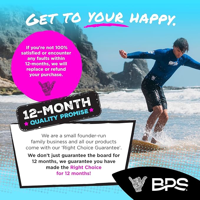 BPS New Zealand ‘Gator Black’ Fiberglass Skimboard with Padded Carry Bag Made from Recycled Plastics Performance Skimboard with Custom Traction Pads for Kids Adults Choose from 3 Sizes-StrideForce Fitness