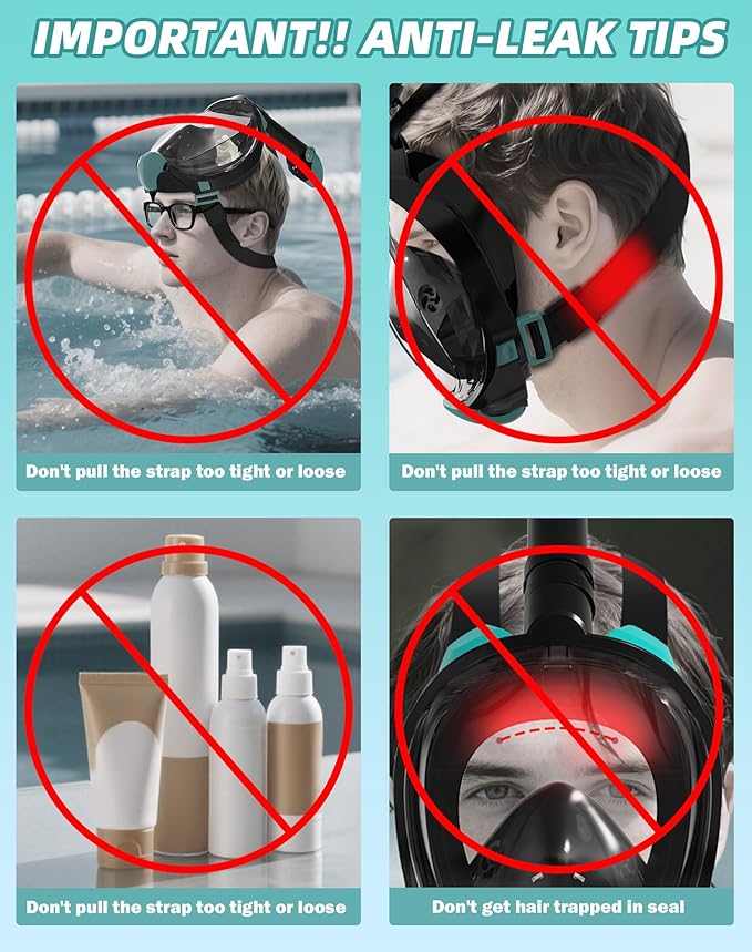 Mask Fins Snorkeling Gear for Adults, Full Face Snorkel Mask & Adjustable Swim Fins Snorkel Set, Panoramic View Snorkel Mask Dry Top Anti-Fog Anti-Leak-StrideForce Fitness