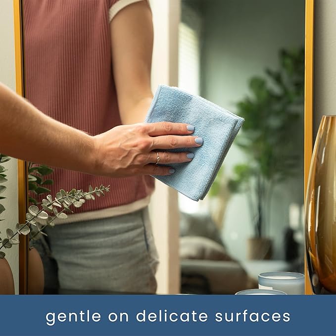 S&T INC. 200 Pack Microfiber Cleaning Cloth, Bulk Towels for Home, Reusable Microfiber Towels for Cars, Cleaning Rags, Light Blue, 11.5 Inches x 11.5 Inches, 200 Count-StrideForce Fitness