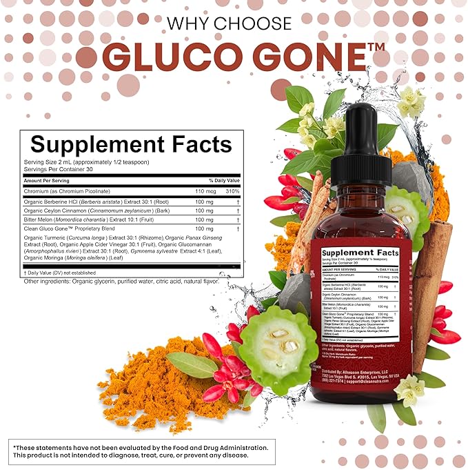 Clean Nutra Berberine with Ceylon Cinnamon Supplement Liquid Drops + Bitter Melon Extract, Glucomannan, Gymnema, Chromium, Turmeric, Organic Panax Ginseng, Moringa GLP-1 Support-StrideForce Fitness