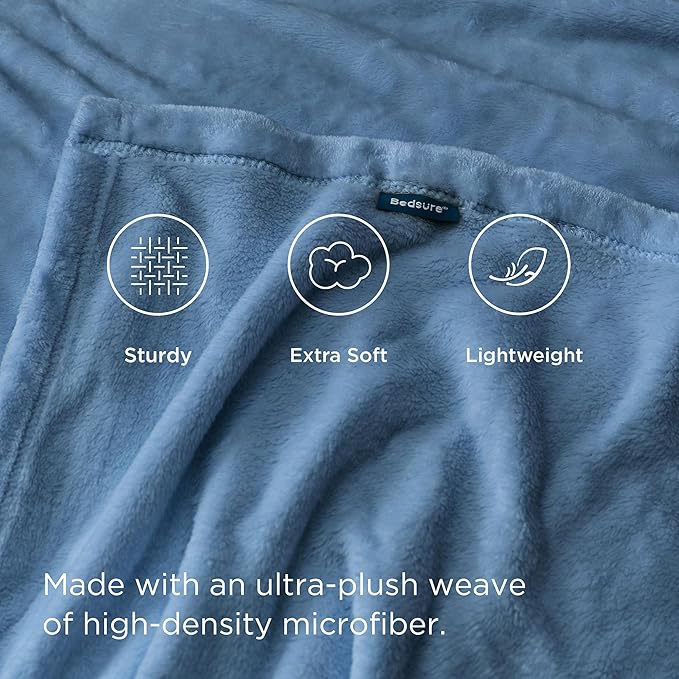 Bedsure Fleece Blankets King Size Washed Blue - Bed Blanket Soft Lightweight Plush Cozy Fuzzy Luxury Microfiber, 108x90 inches-StrideForce Fitness