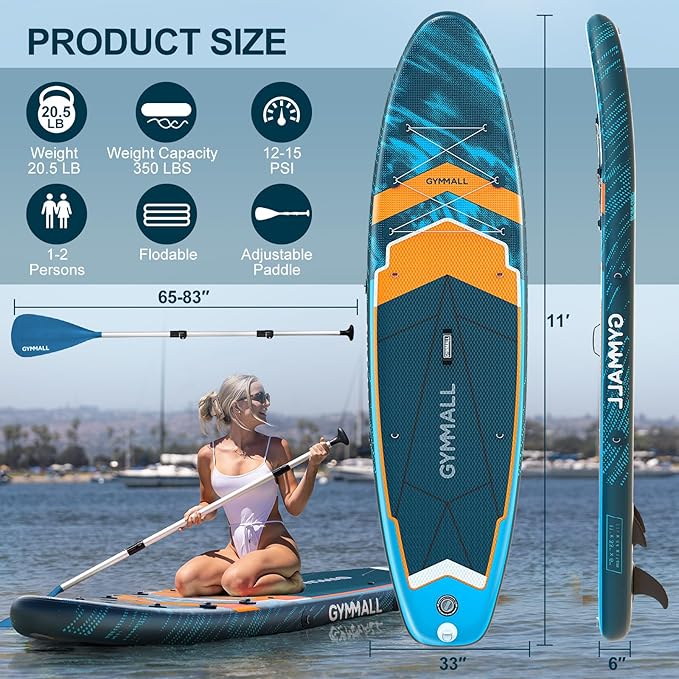Paddle Board, Inflatable Stand Up SUP Paddle Boards for Adults & Youths of All Skill Levels, Wide & Non-Slip Deck Design Blow Up Paddleboards with Premium Accessories & Storage Bag-StrideForce Fitness