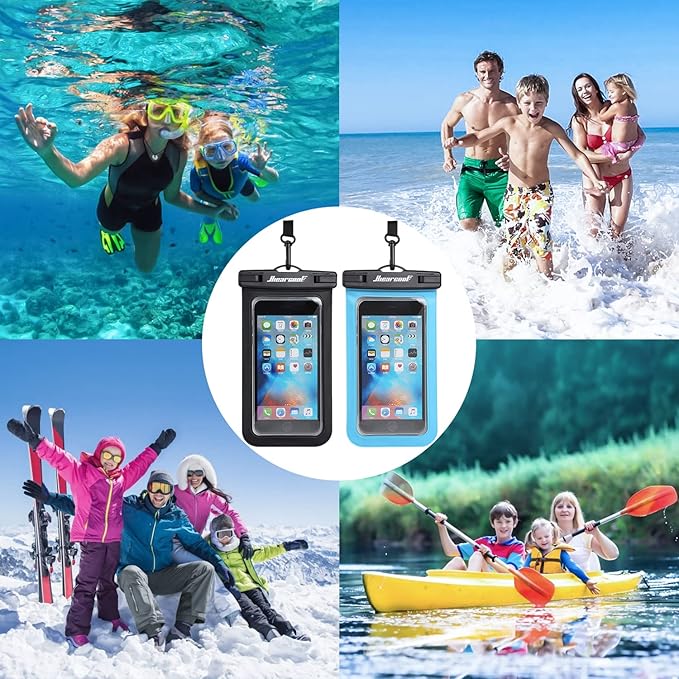 Hiearcool Universal Waterproof Case, Waterproof Phone Pouch Compatible for iPhone 17 16 15 14 13 Pro Max XS Plus Samsung Galaxy S22 Cellphone Up to 8.3", IPX8 Cellphone Beach Bag for Travel - 2 Pack-StrideForce Fitness