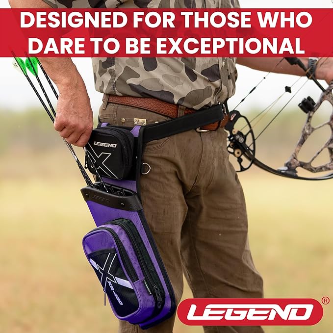 Legend XR430 Premium Field Quiver for Arrows - Right-Handed Hip Arrow Quiver with Removable Release Pocket, Durable Archery Quiver with Tools & Accessories Compartment, Arrow Holder-StrideForce Fitness