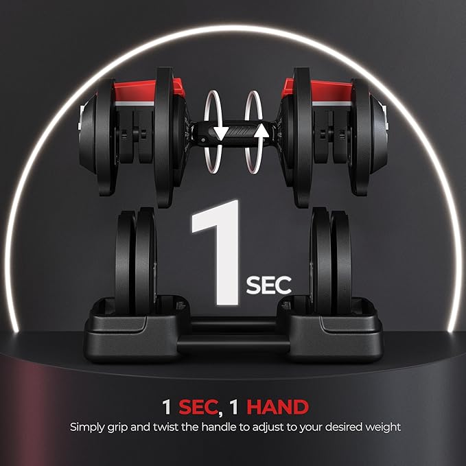 Yaheetech Adjustable Dumbbell Set Free Weight Dumbbells 40lbs/52.5lbs/90lbs Fast Adjust Dumbbells Dumbbell Weight Set, with Tray for Men/Women Strength Training Equipment-StrideForce Fitness