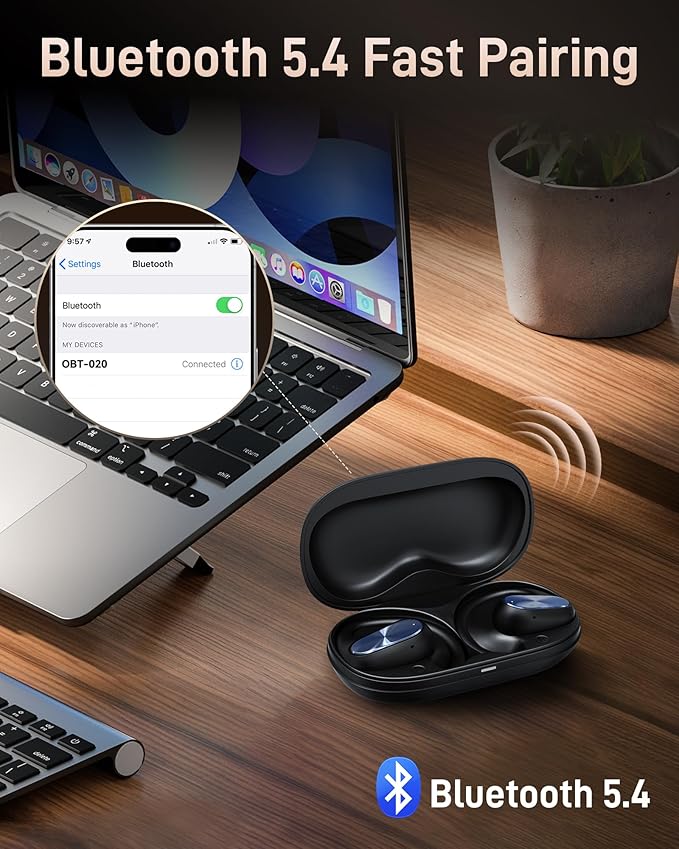 Open Ear Headphones, Bluetooth Wireless Open Ear Earbuds (0.3oz Lightweight) with 15mm Drivers, 45H Playtime, IPX5 for Sports, Fitness, Cycling, Running, Travel, Driving-StrideForce Fitness