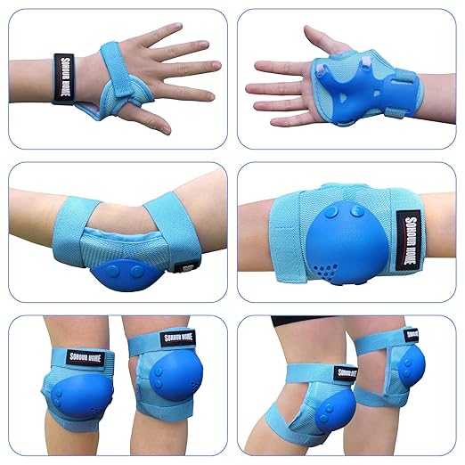 Youth/Kids Knee Pads Elbow Pads Wrist Guards Protective Gear Set for 3-15 Years Child Roller Skates, Skateboard, Cycling, Inline Skating, BMX Bike, Balance Bike, Scooter Riding and Other Outdoor Sports-StrideForce Fitness