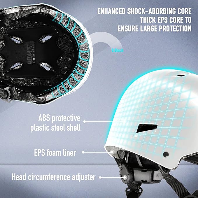 Skateboard Helmet for Adults - Adjustable Certified Safety Adults Helmet for Skateboarding Bike Bicycle Scooter Cycling Skate Skating Multisport Helmets for Women Men Boys Girls Kids Youth-StrideForce Fitness