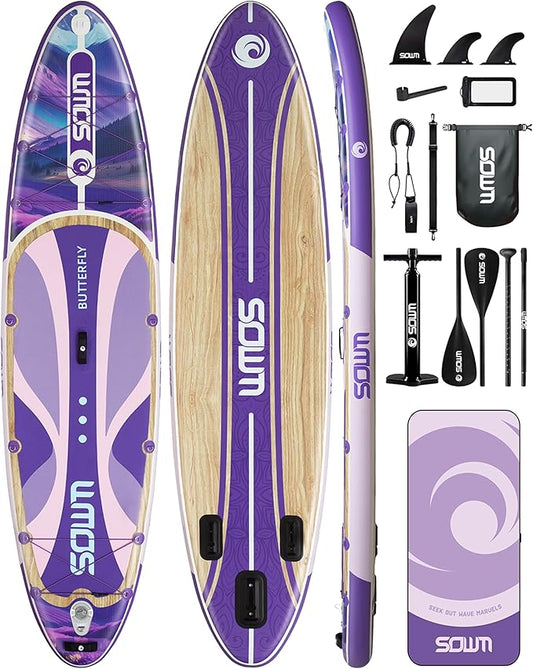Inflatable Paddle Boards 11'x33'', Stand Up SUP Paddle Board Inflatable for Adults Youth, Extre Wide & Non-Slip Sup of All Skill Levels-StrideForce Fitness