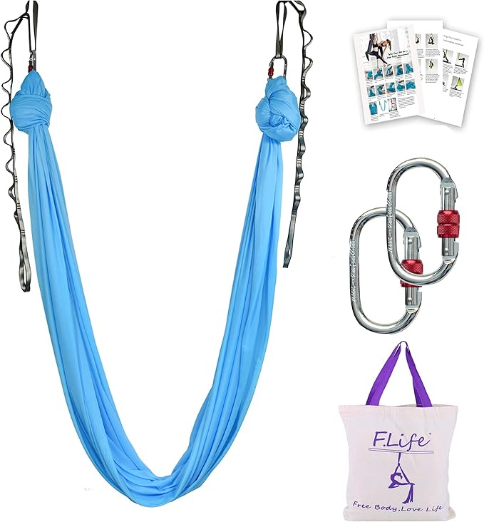 F.Life Aerial Silk Yoga Hammock & Swing for yoga Inversion,Strength training,starter hardware kit-StrideForce Fitness