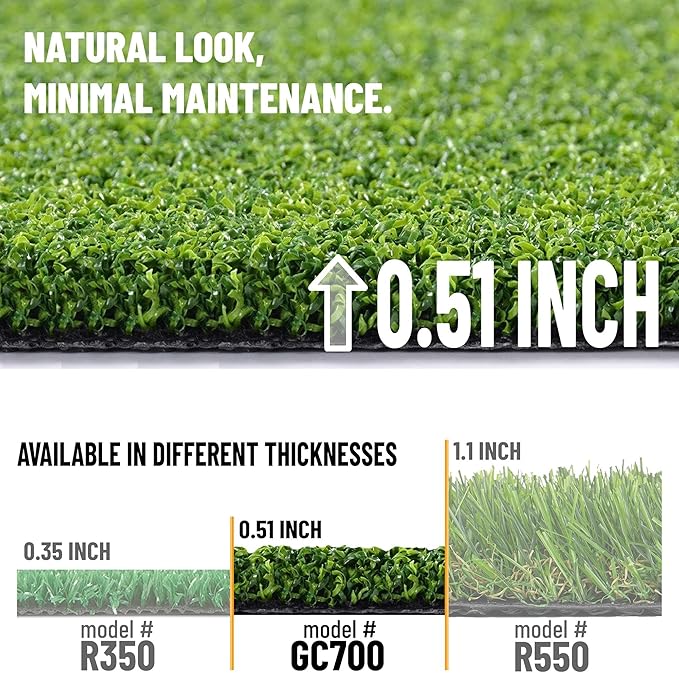 Ottomanson Artificial Turf Golf Hitting Mat 6'6" x 15' Indoor/Outdoor Waterproof Synthetic Fake Grass for Putting Practice Baseball Football Sports Gym Backyard, Custom Size 2' up to 30'-StrideForce Fitness