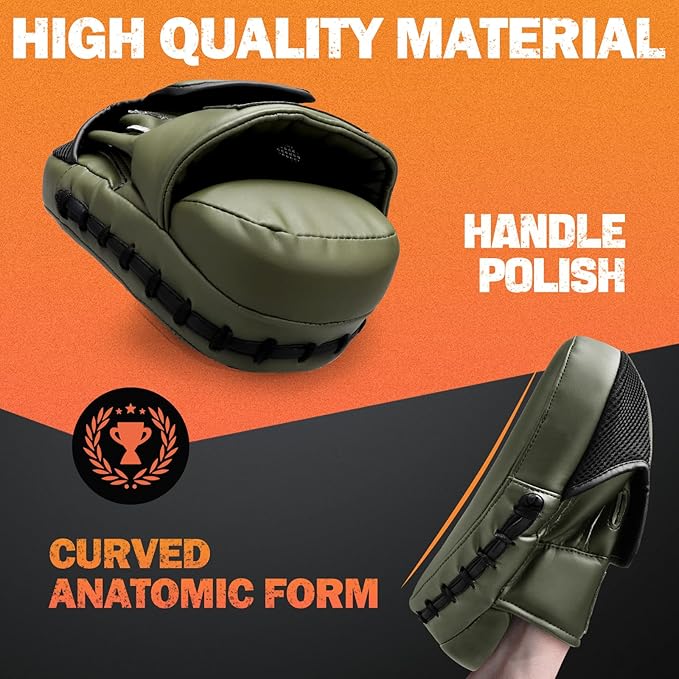 Boxing Pads for Men, Women, & Kids, Leather Focus Mitts for Martial Arts, Boxing Training, Curved Punch Mitts for Karate, Kickboxing,Muay Thai, Taekwondo-StrideForce Fitness