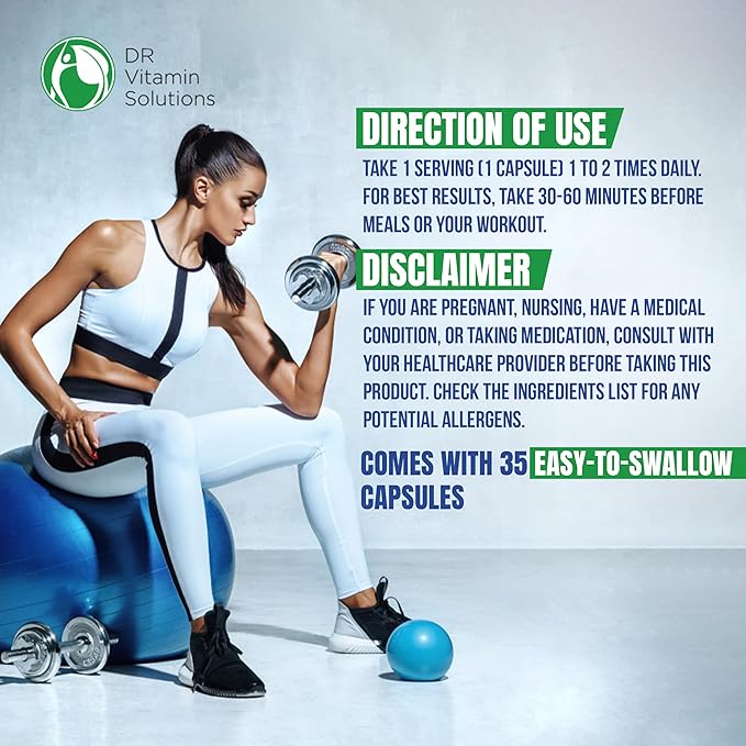 DR VITAMIN SOLUTIONS Thermogenic Fat Burner – Natural Appetite Control & Metabolic Booster with Green Tea & Bloat Defense (35 Capsules)-StrideForce Fitness