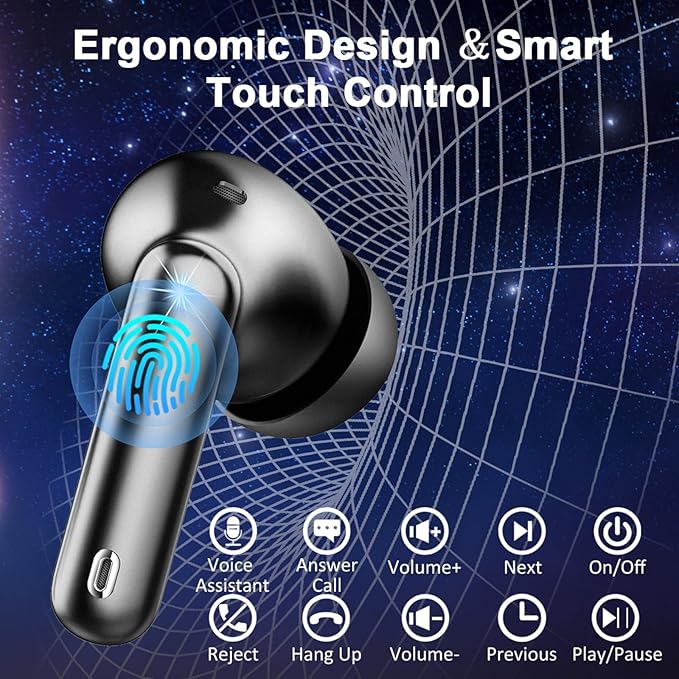 Wireless Earbuds, Bluetooth 5.4 Headphones Deep Bass Stereo, in-Ear Earphones with 4 ENC Mics, 40H Playtime LED Display Mini Charging Case Ear Buds, IP7 Waterproof Wireless Headphones for Android iOS-StrideForce Fitness