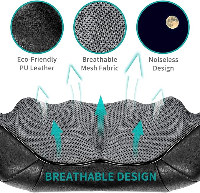 Nekteck Neck Massager for Pain Relief Deep Tissue, Shiatsu Neck and Back Massager with Heat, Massage Tools Gadgets for Shoulder Trapezius Waist Leg Body Muscle, Relaxation Gifts for Men Women Dad Mom