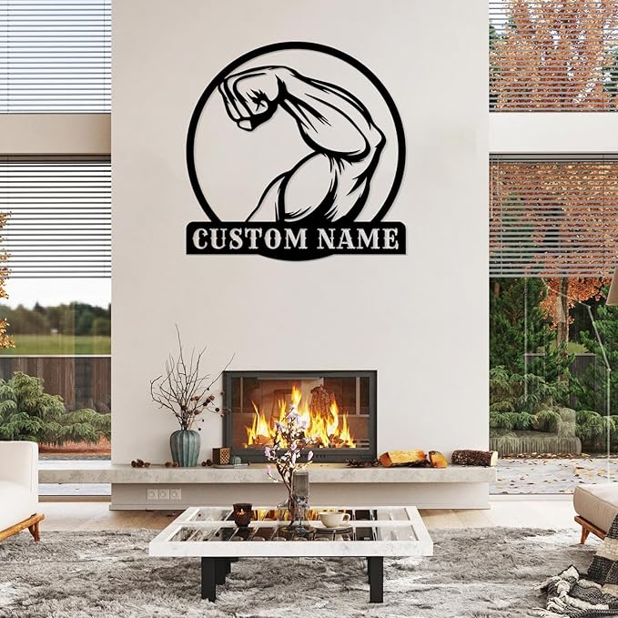 Personalized Metal Gym Sign, Custom Fitness Metal Wall Decor, Body Builder Lovers Gift, Gym Custom Unique Metal Wall Art, fitness room decor, home gym decor, gym wall art (Style-7)-StrideForce Fitness