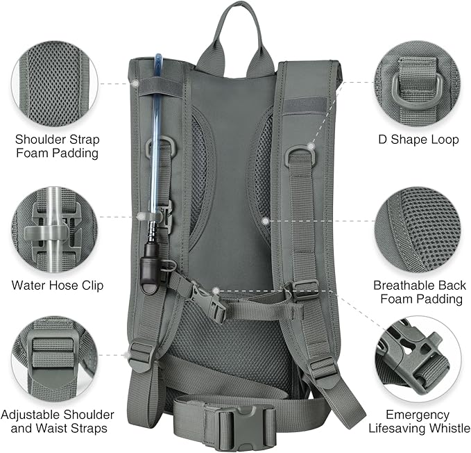 NOOLA Hydration Backpack with 3L TPU Water Bladder, Tactical Molle Water Backpack for Men Women, Hydration Pack for Hiking, Biking, Running and Climbing-StrideForce Fitness