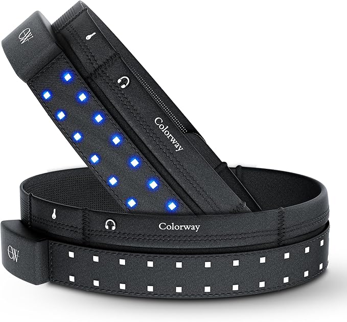 Colorway Led Running Belt – Day & Night Adjustable Waist Pack, Removable Light Strip, 3 Pouches for All Essentials, Reflective Running Gear for Men & Women (Rechargeable, Machine Washable)-StrideForce Fitness