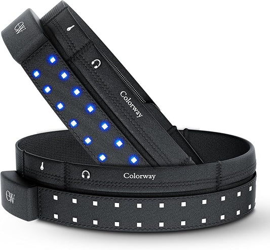 Colorway Led Running Belt – Day & Night Adjustable Waist Pack, Removable Light Strip, 3 Pouches for All Essentials, Reflective Running Gear for Men & Women (Rechargeable, Machine Washable)-StrideForce Fitness
