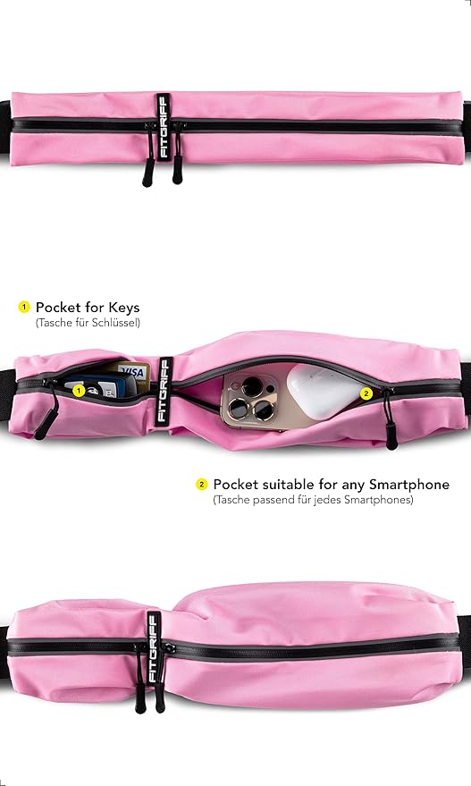 Fitgriff® Running Belt for Men & Women - Secure Jogging Pouch for Phone, Keys & Essentials - For All Cell Phones-StrideForce Fitness