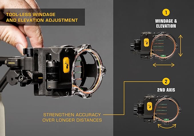 Trophy Ridge React H4 Bow Sight - 4 Pin Sight, Tool Less Windage and Elevation Adustability, 2nd Axis Leveling, Adjustable Click Light-StrideForce Fitness