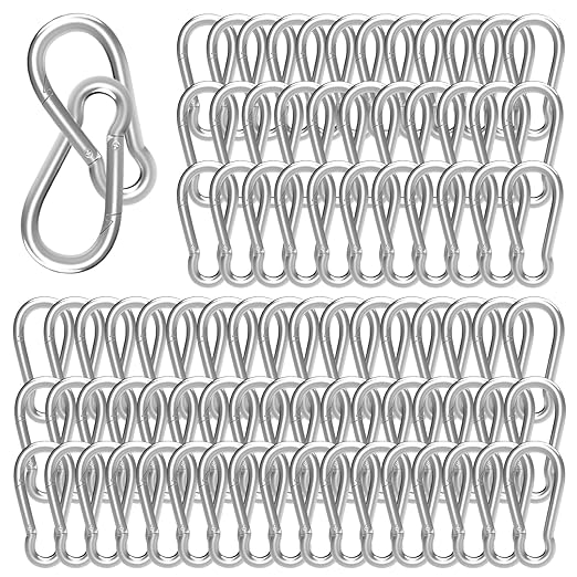 400PCS M4 Spring Snap Hook Carabiner, Heavy Duty Galvanized Steel Carabiner Clip, 110LBS Holding Capacity Spring Clips for Hammock Swing Outdoor Travel-StrideForce Fitness