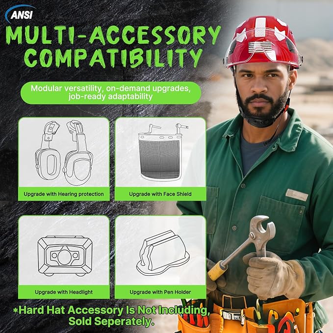 AOLAMEGS Construction Safety Hard Hat - ANSI Z89.1 Type Ι OSHA Approved Safety Helmets with Chin Straps Lightweight Reflective Vented ABS Hard Hats For Men Women Industrial Workwear 6-point Suspension-StrideForce Fitness