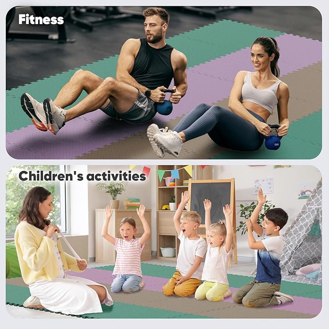 Home Gym Mat, Puzzle Exercise Mat, EVA Interlocking Foam Floor Tiles for Home Workout Equipment and Kids' Play Areas - Blue, 24 in x 24 in x ½ in - (Pink, 24 Pack(96 SQ FT))-StrideForce Fitness