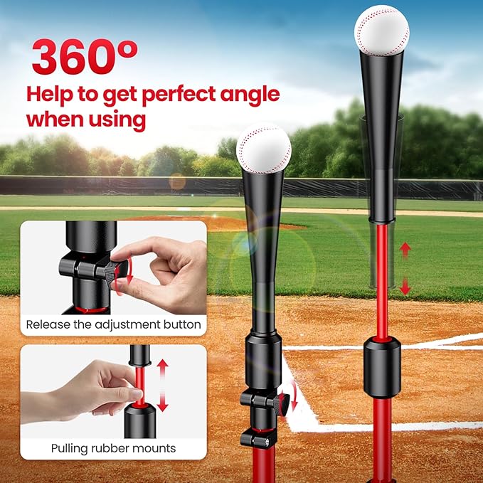 2025 New Upgrade Portable Batting Tee for Baseball/Softball,23.23 to 40.16 Inch Baseball Tee for Kids,Batting Tee,Softball Tee,Youth Hitting Tee,Teeball Tee,Travel Tee,Easy Adjustable Height-StrideForce Fitness