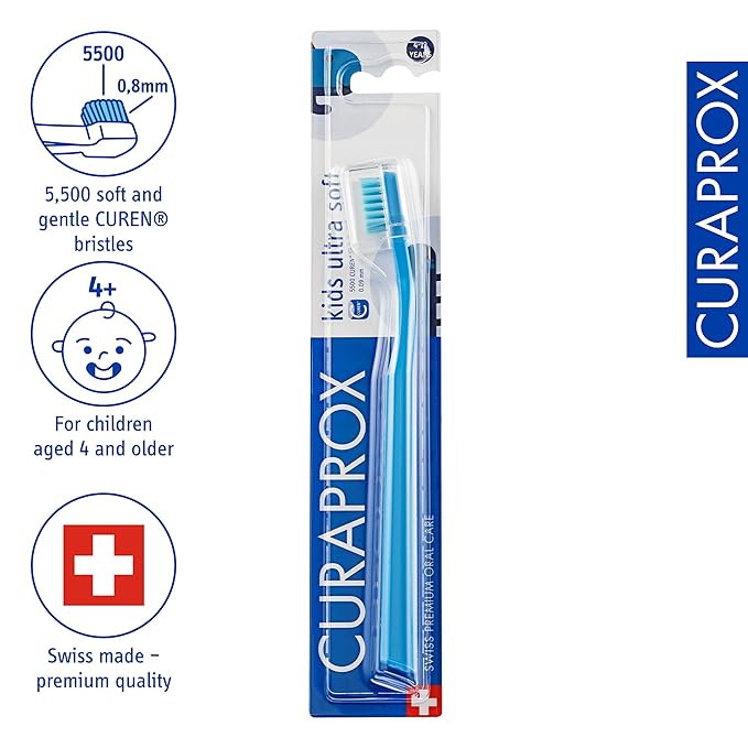 Curaprox CS Kids Toothbrush– for Children Aged 4–12 | Ultra-Soft Gentle Cleaning | 5,500 Curen® filaments | Single Pack | Random Color