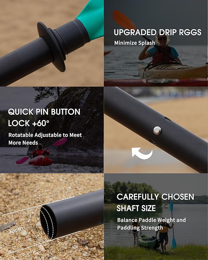 Kayak Paddle Aluminum Shaft Paddle with Nylon Blades, Floating Adjustable Kayaking Oars, 3 Piece, 220-240cm/86-94 Inches,Black/Rose/Teal/Black/Orange/Grey-StrideForce Fitness
