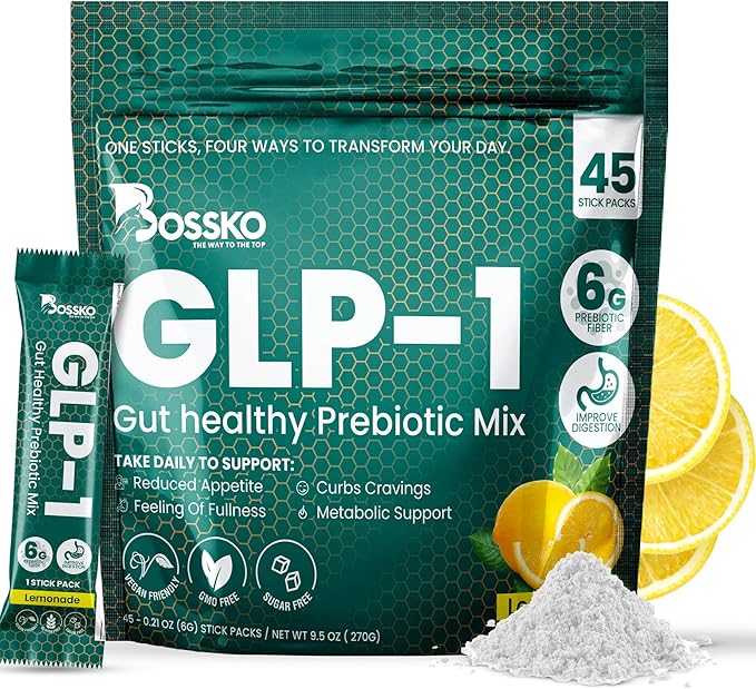 GLP-1 Supplement 6g Fiber - with Chromium & Glucomannan Booster Drink Mix with 45 Servings (6 Weeks Supply) to Reduced Appetite and Cravings & Metabolic Support Formula - Lemonade Flavor-StrideForce Fitness