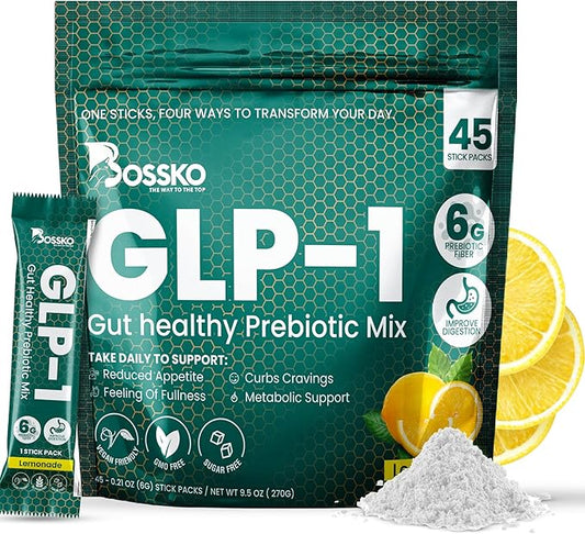 GLP-1 Supplement 6g Fiber - with Chromium & Glucomannan Booster Drink Mix with 45 Servings (6 Weeks Supply) to Reduced Appetite and Cravings & Metabolic Support Formula - Lemonade Flavor-StrideForce Fitness
