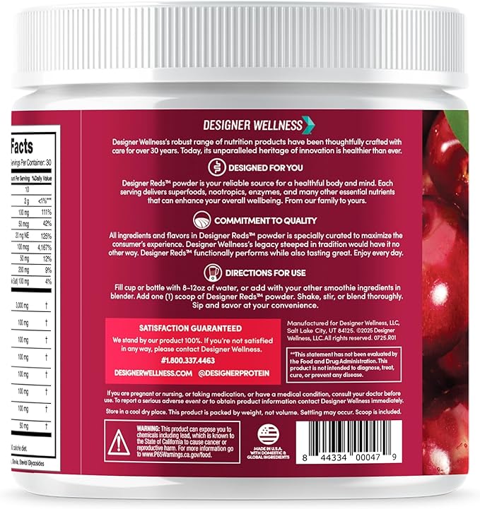 Designer Wellness, Designer Greens Superfood Powder with Prebiotics, Probiotics, Antioxidants, and Detox Support, 30 Servings-StrideForce Fitness