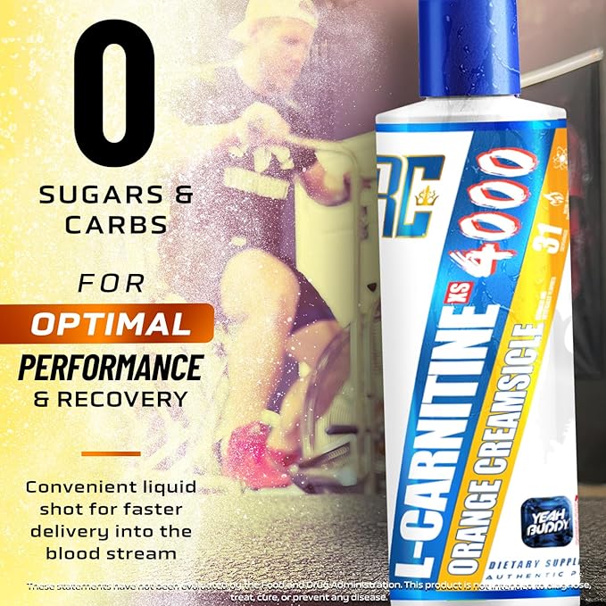 Ronnie Coleman Signature Series L Carnitine XS 4000 Liquid, Stimulant Free, Sugar Free, Zero Carbs, Lean Muscle Strength Support for Men & Women, 16 Oz (16 oz, Orange Creamsicle (4000))-StrideForce Fitness