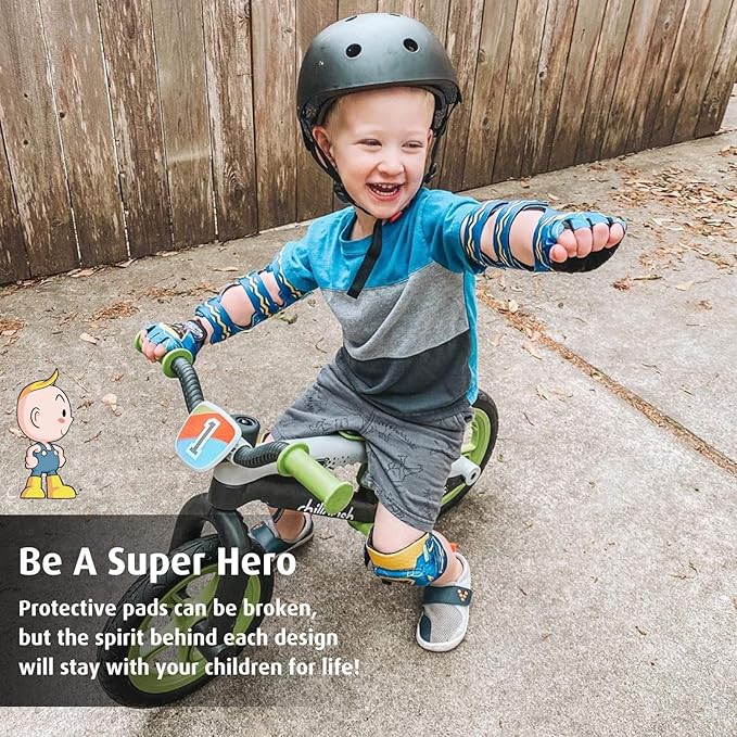 Soft-Style Kids Knee and Elbow Pads with Bike Gloves, Flexible Impact-Resistant Gear for Ages 2-11, Designed for Balance Bikes, Roller-Skating, and Skateboarding-StrideForce Fitness