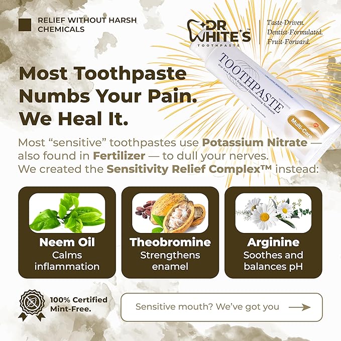 Dr. White’s Fluoride-Free Toothpaste for Adults & Kids – Dentist-Formulated, Swallow-Safe, Mint-Free – Nano Hydroxyapatite, Sensitivity Relief Complex™ (3.5 Ounce (Pack of 3), Island Escape Trio)