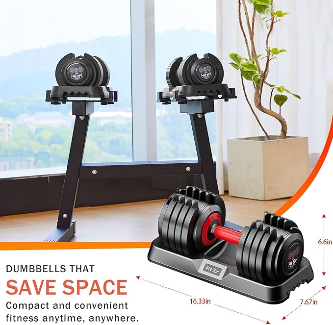 Adjustable Dumbbell Set 25/55/90LBS,10 in 1 Free Weights Dumbbell with Anti-Slip Texture Handle,1 Sec Speed Adjustment Men/Women Gym and Home Strength Training Equipment.-StrideForce Fitness